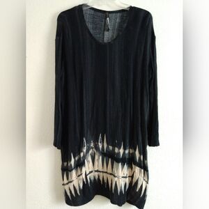 Plenty by Tracy Reese Tie Dyed Dress Black Long Sleeve Medium / Large Chest 40"